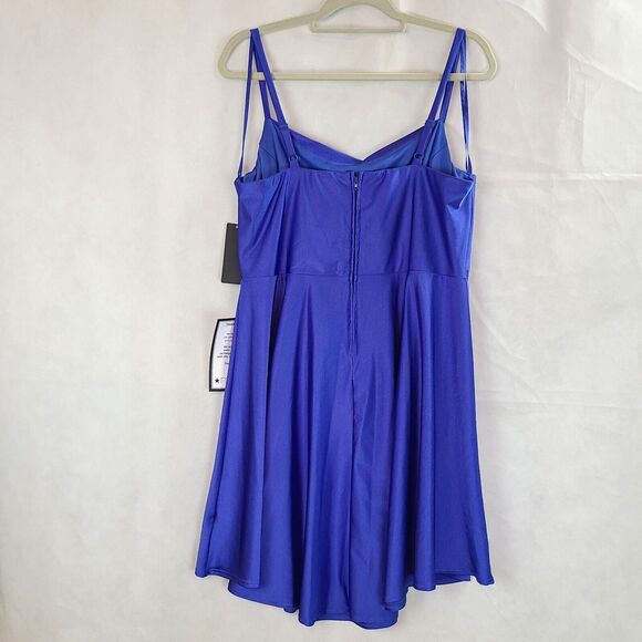 New CITY STUDIOS Wn's (16W) Royal Blue Satin Party Mini Fit & Flare Dress $79 - Picture 4 of 10